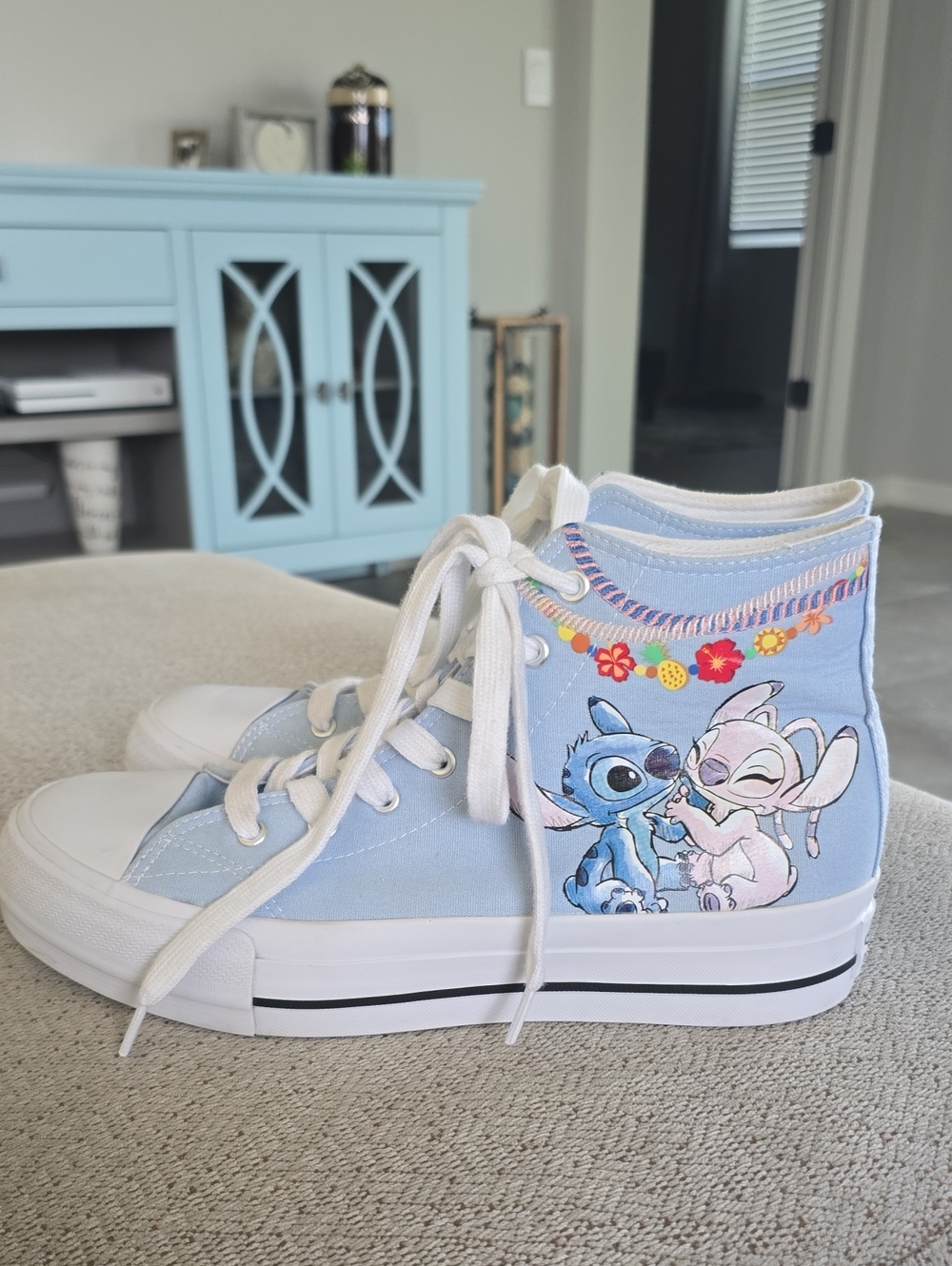 Disney Stitch Blue High Top Sneakers Tennis Shoes - Size 10
